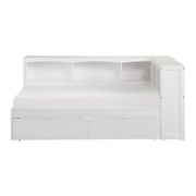 B2053BCW-1BCT* (4) Twin Bookcase Corner Platform Bed with Storage Boxes - B2053BCW-1BCT*