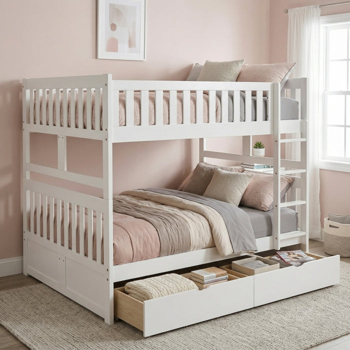 B2053FFW-1*T (4) Full/Full Bunk Bed with Storage Boxes - B2053FFW-1*T