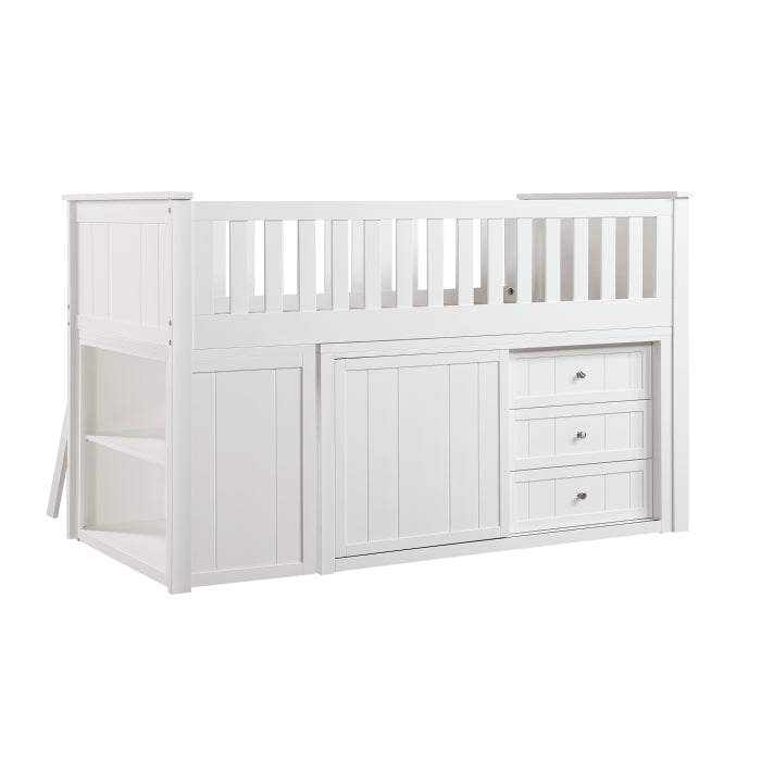 B2053LLW-1*BC2DR (6) Low Loft Bunk with Bookcase and 2 Dressers - B2053LLW-1*BC2DR