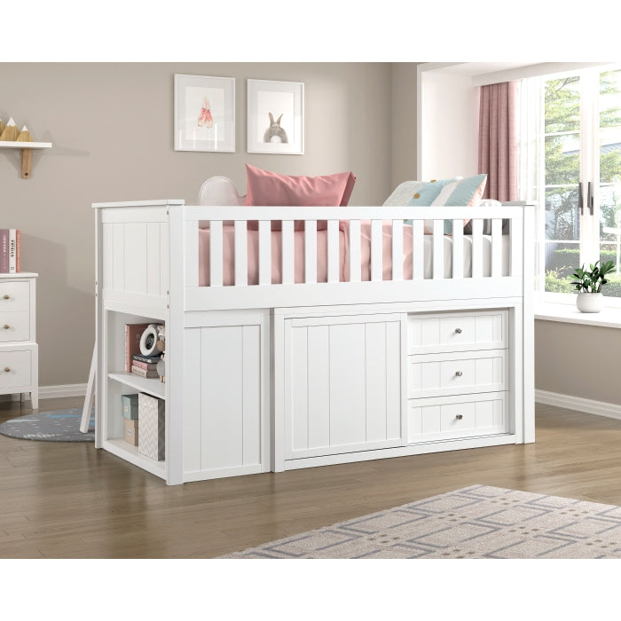 B2053LLW-1*BC2DR (6) Low Loft Bunk with Bookcase and 2 Dressers - B2053LLW-1*BC2DR