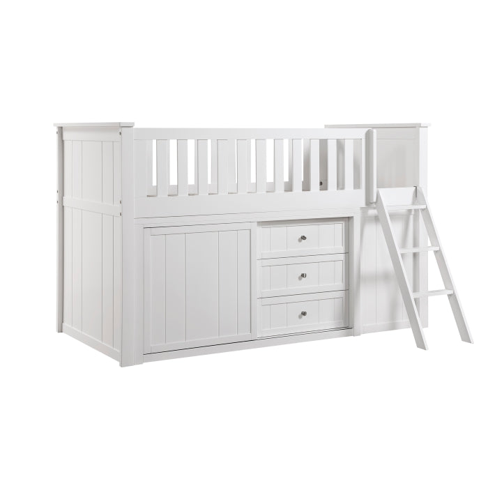 B2053LLW-1*BCDR (5) Low Loft Bunk with Bookcase and Dresser - B2053LLW-1*BCDR