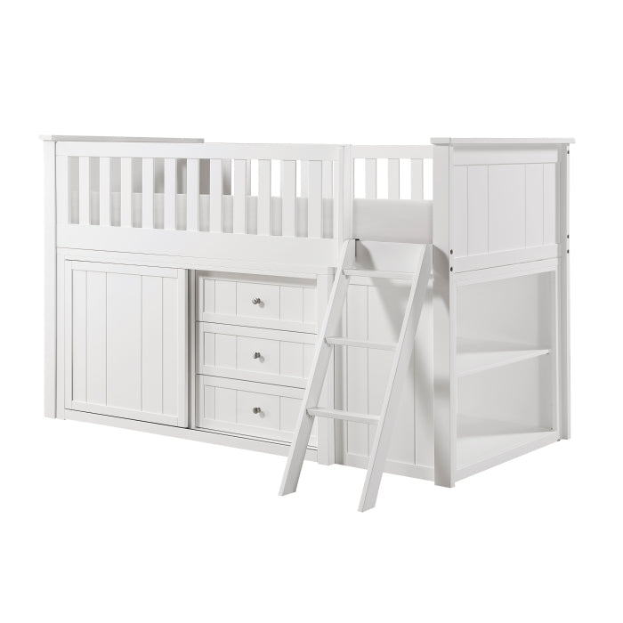 B2053LLW-1*BCDR (5) Low Loft Bunk with Bookcase and Dresser - B2053LLW-1*BCDR