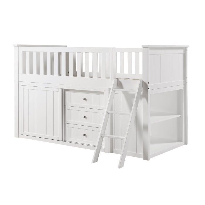 B2053LLW-1*BCDR (5) Low Loft Bunk with Bookcase and Dresser - B2053LLW-1*BCDR