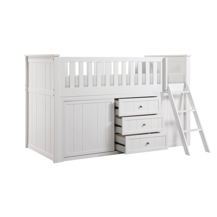 B2053LLW-1*BCDR (5) Low Loft Bunk with Bookcase and Dresser - B2053LLW-1*BCDR