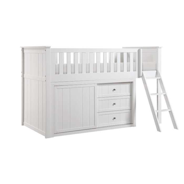 B2053LLW-1*DR (4) Low Loft Bunk with Dresser - B2053LLW-1*DR