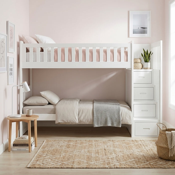 B2053SBW-1* (4) Twin/Twin Step Bunk Bed - B2053SBW-1*