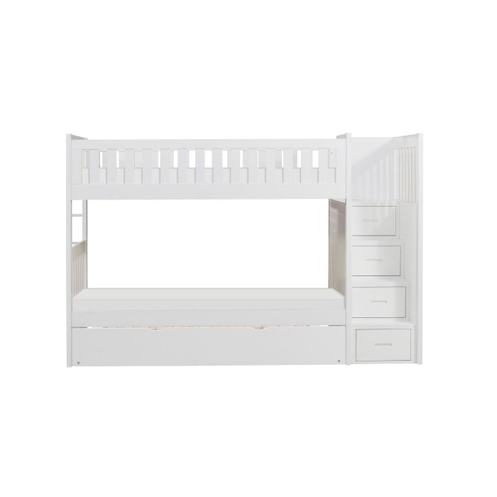 B2053SBW-1*R (5) Twin/Twin Step Bunk Bed with Twin Trundle - B2053SBW-1*R