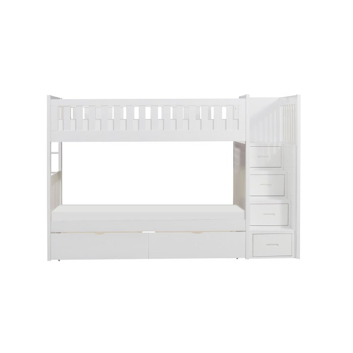 B2053SBW-1*T (5) Twin/Twin Step Bunk Bed with Storage Boxes - B2053SBW-1*T