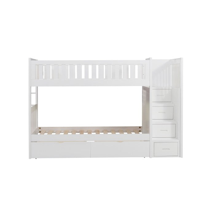 B2053SBW-1*T (5) Twin/Twin Step Bunk Bed with Storage Boxes - B2053SBW-1*T