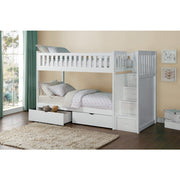 B2053SBW-1*T (5) Twin/Twin Step Bunk Bed with Storage Boxes - B2053SBW-1*T