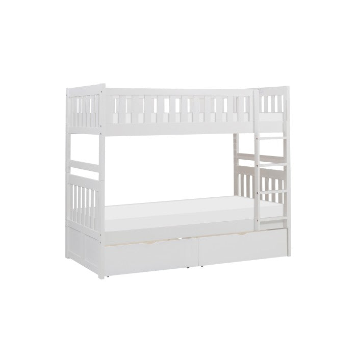B2053W-1*T (4) Twin/Twin Bunk Bed with Storage Boxes - B2053W-1*T