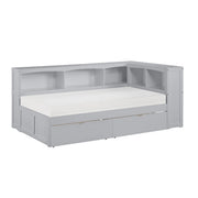 B2063BC-1BCT* (4) Twin Bookcase Corner Platform Bed with Storage Boxes - B2063BC-1BCT*