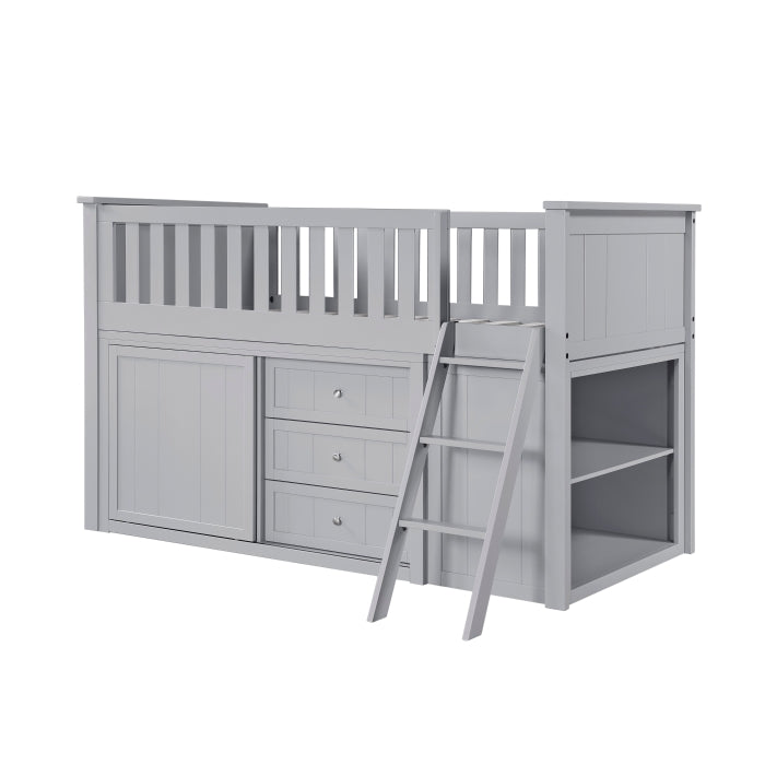 B2063LL-1*BC2DR (6) Low Loft Bunk with Bookcase and 2 Dressers - B2063LL-1*BC2DR