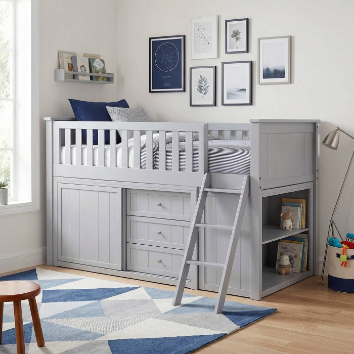 B2063LL-1*BC2DR (6) Low Loft Bunk with Bookcase and 2 Dressers - B2063LL-1*BC2DR