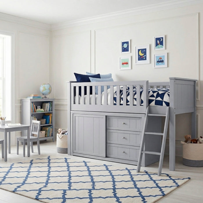 B2063LL-1*DR (4) Low Loft Bunk with Dresser - B2063LL-1*DR