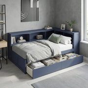 B2083BUBC-1BC* (3) Twin Bookcase Corner Platform Bed - B2083BUBC-1BC*
