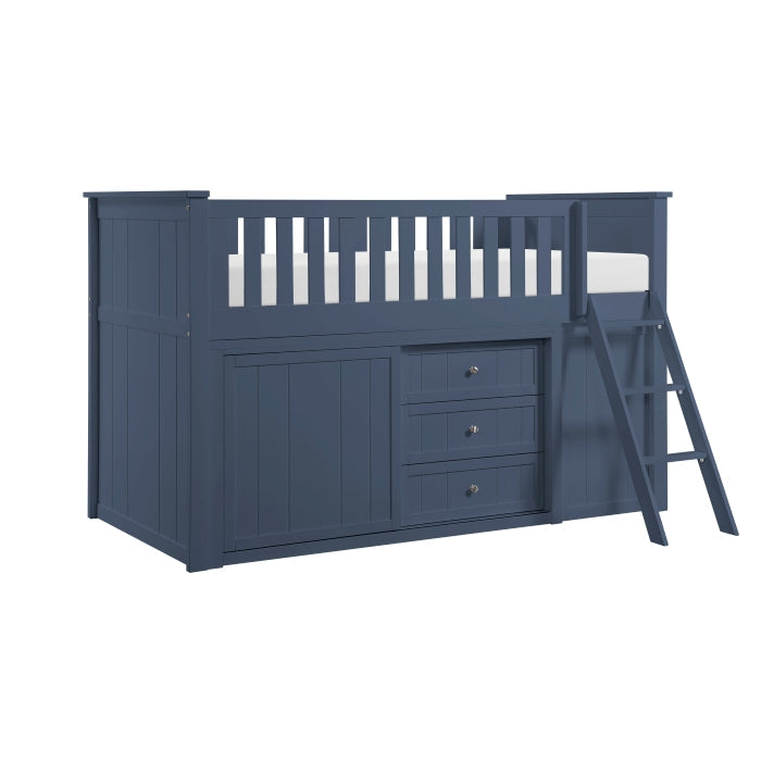 B2083BULL-1*BC2DR (6) Low Loft Bunk with Bookcase and 2 Dressers - B2083BULL-1*BC2DR