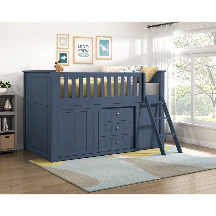 B2083BULL-1*BC2DR (6) Low Loft Bunk with Bookcase and 2 Dressers - B2083BULL-1*BC2DR