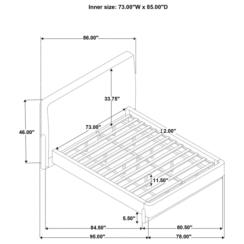 Baldacci Upholstered California King Platform Bed Curry and Walnut - 315954KW