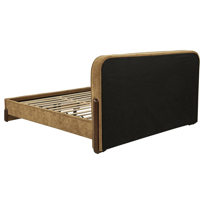 Baldacci Upholstered California King Platform Bed Curry and Walnut - 315954KW