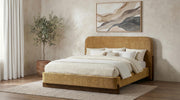 Baldacci Upholstered Eastern King Platform Bed Curry and Walnut - 315954KE