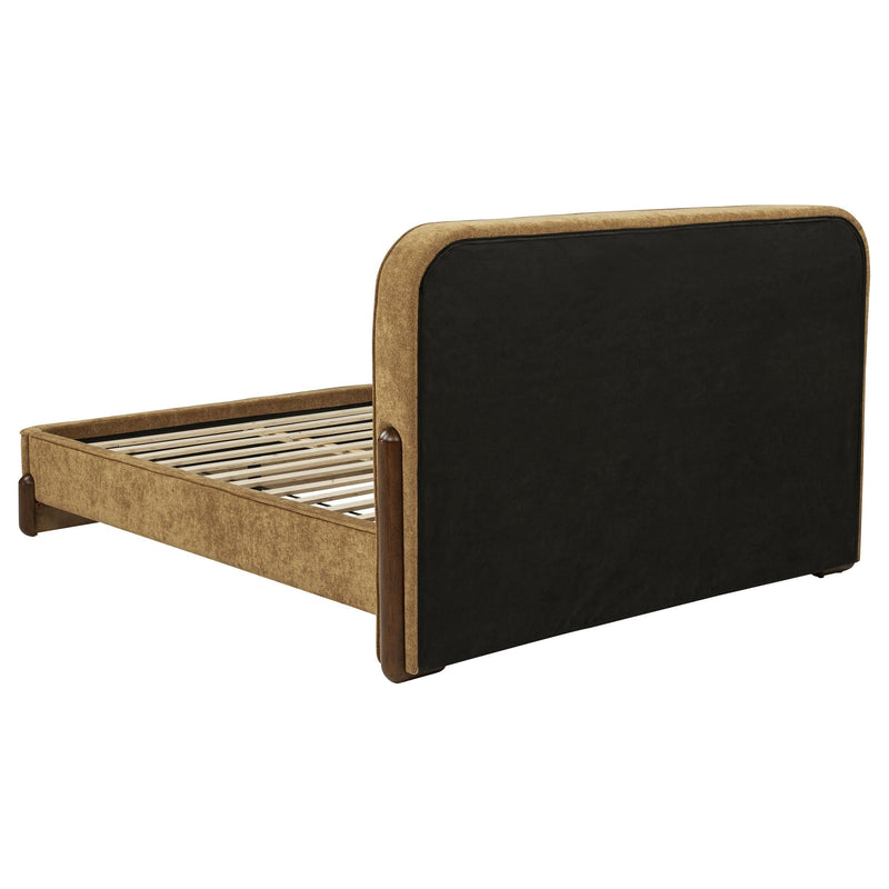Baldacci Upholstered Queen Platform Bed Curry and Walnut - 315954Q