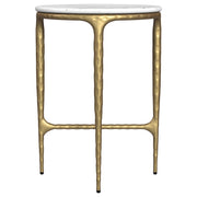 Baldwin Round Marble Top Side Table White and Gold - 930081