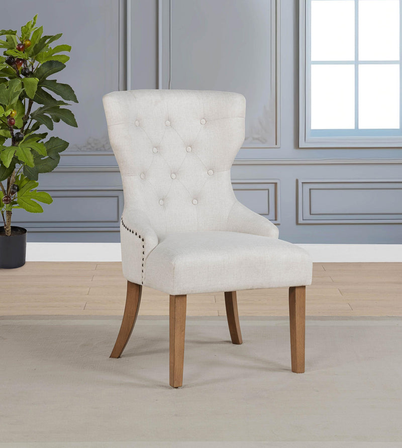 Baney Fabric Upholstered Dining Side Chair Beige and Rustic Honey - 104507