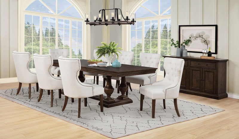 Baney Fabric Upholstered Dining Side Chair Cream and Dark Oak - 104507DOK
