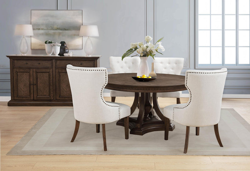 Baney Fabric Upholstered Dining Side Chair Cream and Dark Oak - 104507DOK