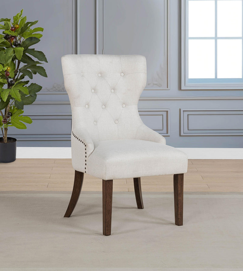 Baney Fabric Upholstered Dining Side Chair Cream and Dark Oak - 104507DOK