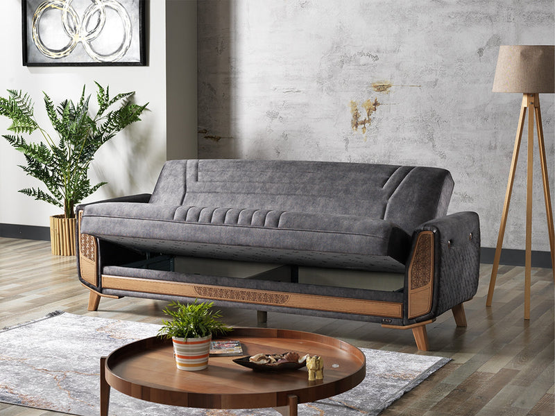 Barbaros Convertible Loveseat in Anthracite - 200-ELIF-BAR-E164-2