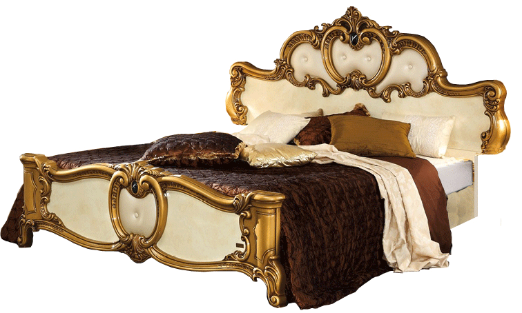 Barocco Bed Ivory W/Gold, Camelgroup Italy Queen - DMV Furniture
