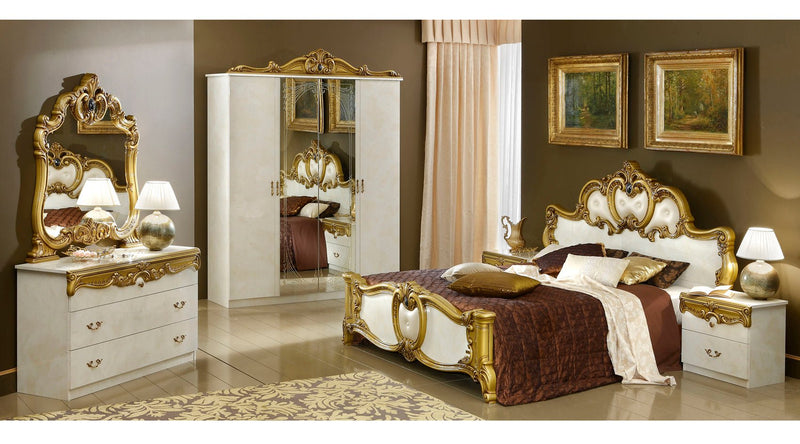 Barocco Bed Ivory W/Gold, Camelgroup Italy Queen - DMV FurnitureQueen Bed