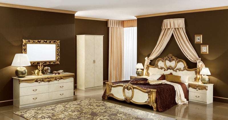 Barocco Bed Ivory W/Gold, Camelgroup Italy Queen - DMV FurnitureQueen Bed