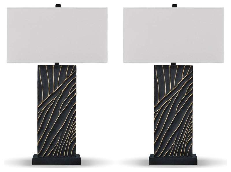 Bartlen 2-Piece Table Lamp Set in Black/Gold Finish - PKG019349