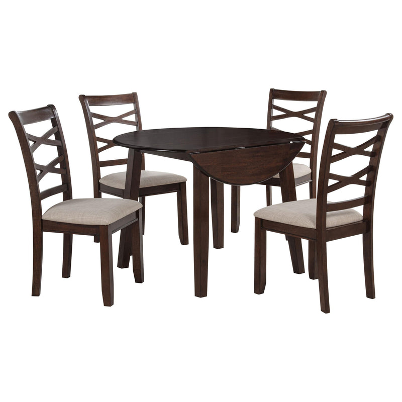 Barton 5-piece Round Wood Dining Table Set Dark Brown - 150340