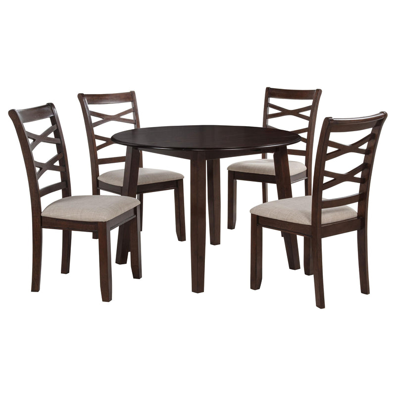 Barton 5-piece Round Wood Dining Table Set Dark Brown - 150340