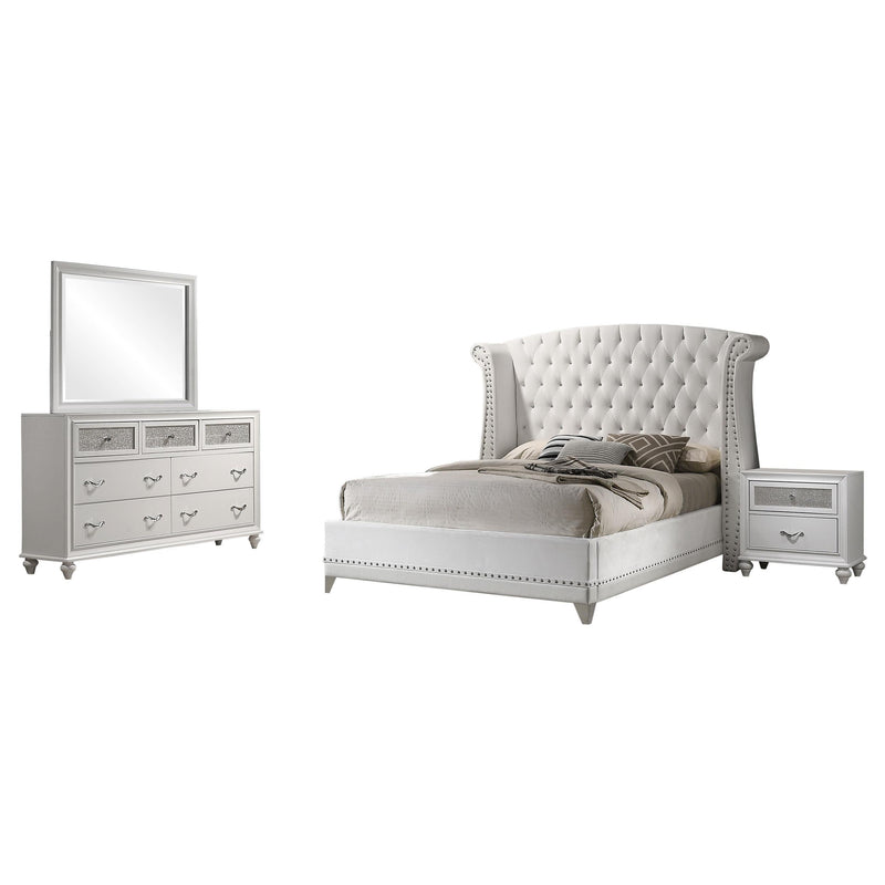 Barzini 4-piece California King Bedroom Set White - 300843KW-S4