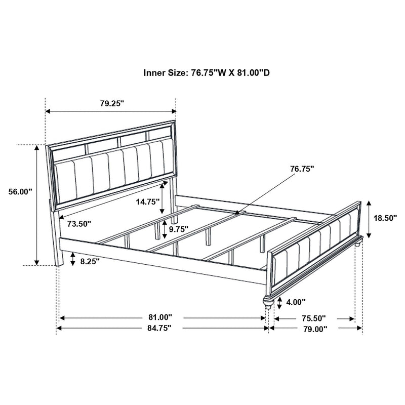 Barzini 4-piece Eastern King Bedroom Set White - 205891KE-S4