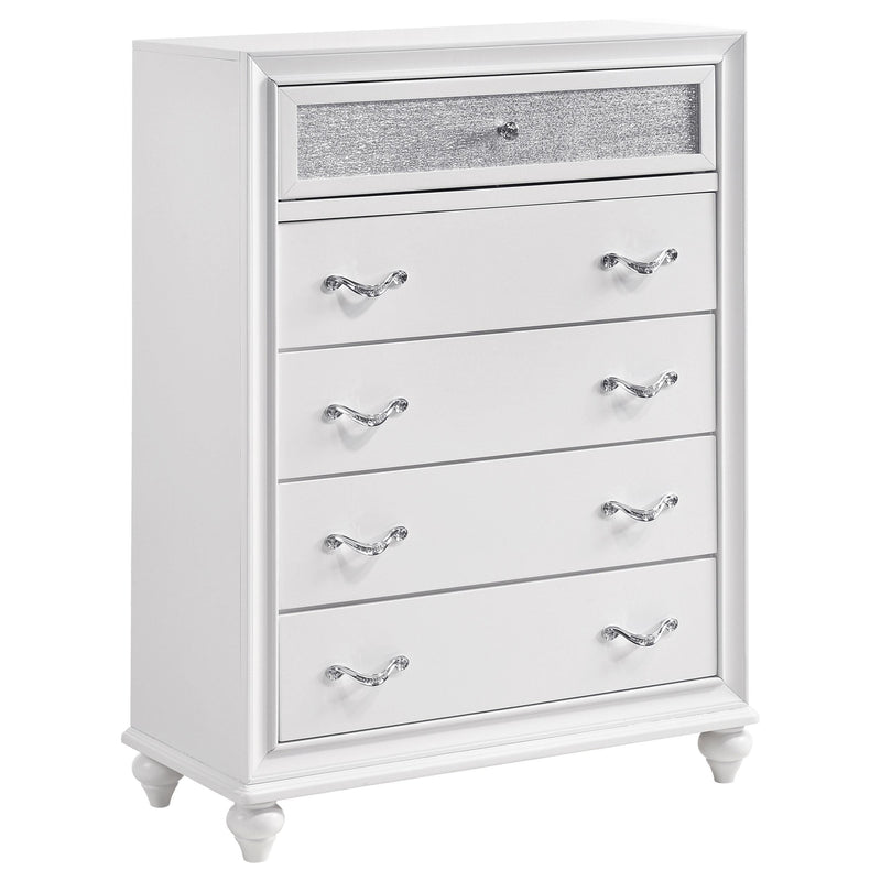 Barzini 5-piece Eastern King Bedroom Set White - 300843KE-S5