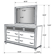 Barzini 7-drawer Dresser with Mirror White - 205893M