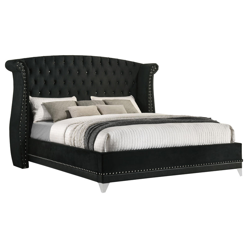Barzini Upholstered California King Wingback Bed Black - 300643KW
