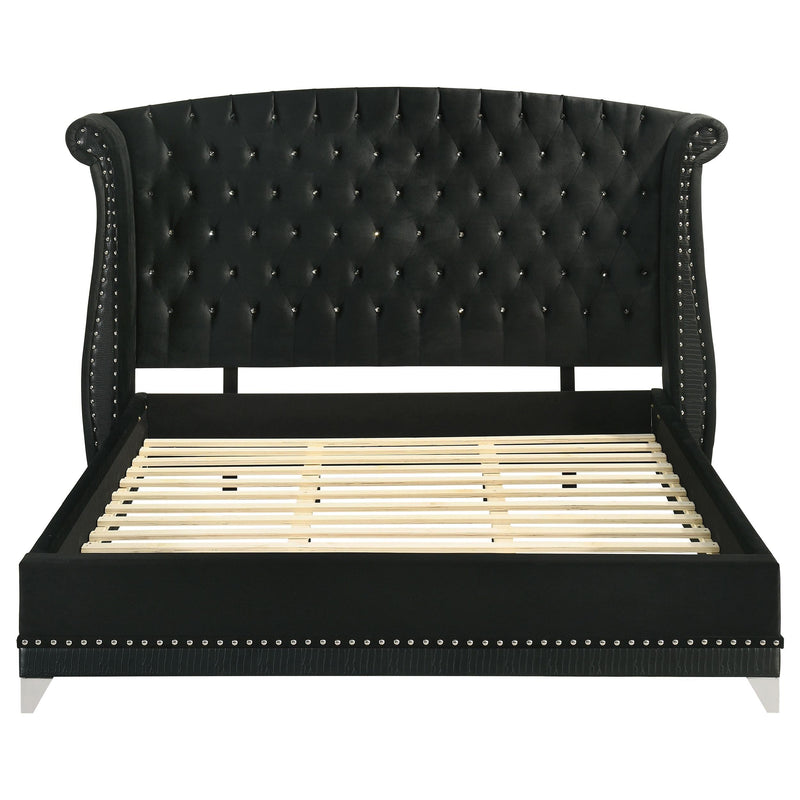 Barzini Upholstered California King Wingback Bed Black - 300643KW