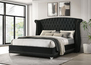 Barzini Upholstered Eastern King Wingback Bed Black - 300643KE