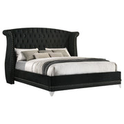 Barzini Upholstered Eastern King Wingback Bed Black - 300643KE