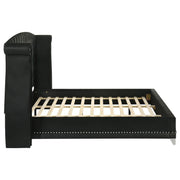 Barzini Upholstered Eastern King Wingback Bed Black - 300643KE