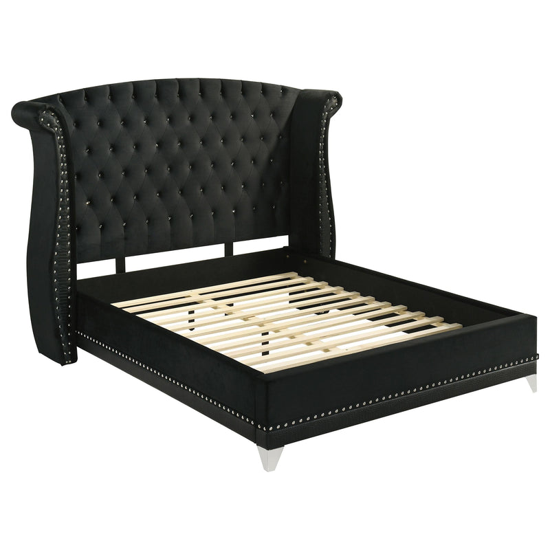 Barzini Upholstered Queen Wingback Bed Black - 300643Q