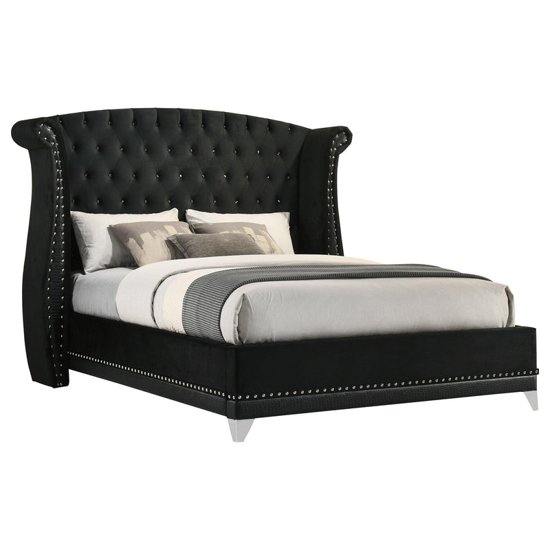 Barzini Upholstered Queen Wingback Bed Black - 300643Q