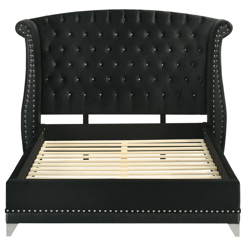 Barzini Upholstered Queen Wingback Bed Black - 300643Q